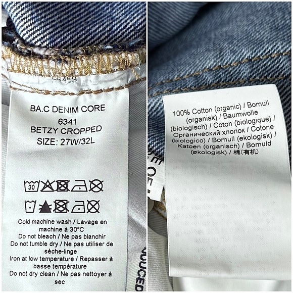 GANNI 90s Organic Cotton Stone Wash Denim High Rise Cropped Bootcut Leg Jeans 27 - Picture 8 of 10